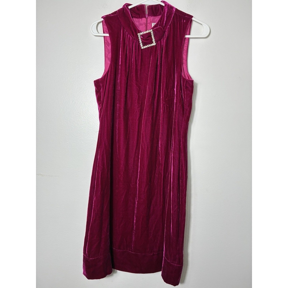Tina Turk Velvet Cocktail Dress Sz 8 Pink Knee Length‎ Sleeveless Zip Closure